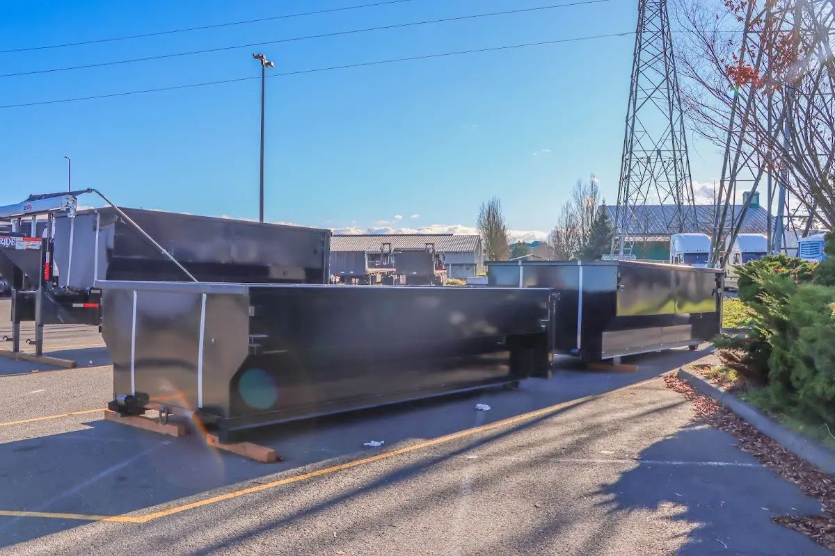 Roll-off dumpster ready for waste disposal at job site for Cleanout Dumpster Rental in Henderson